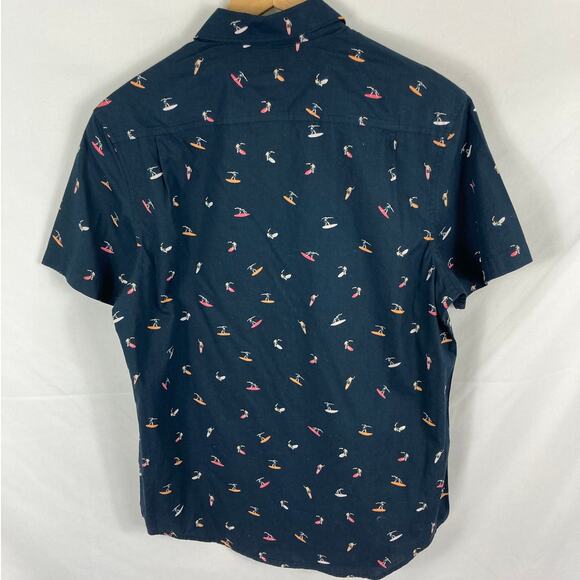 Penguin Mens Button Up Surfer Graphic Shirt Size Medium - Picture 5 of 5